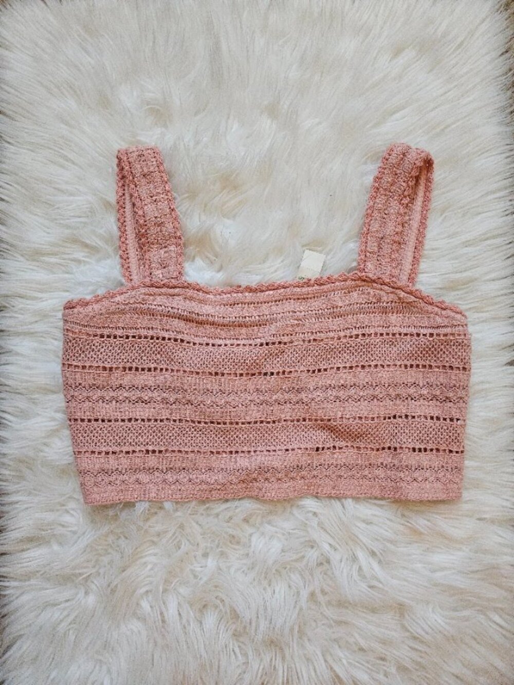 Aerie pink crochet crop top sleeveless boho fairycore Bohemian shirt new XXL